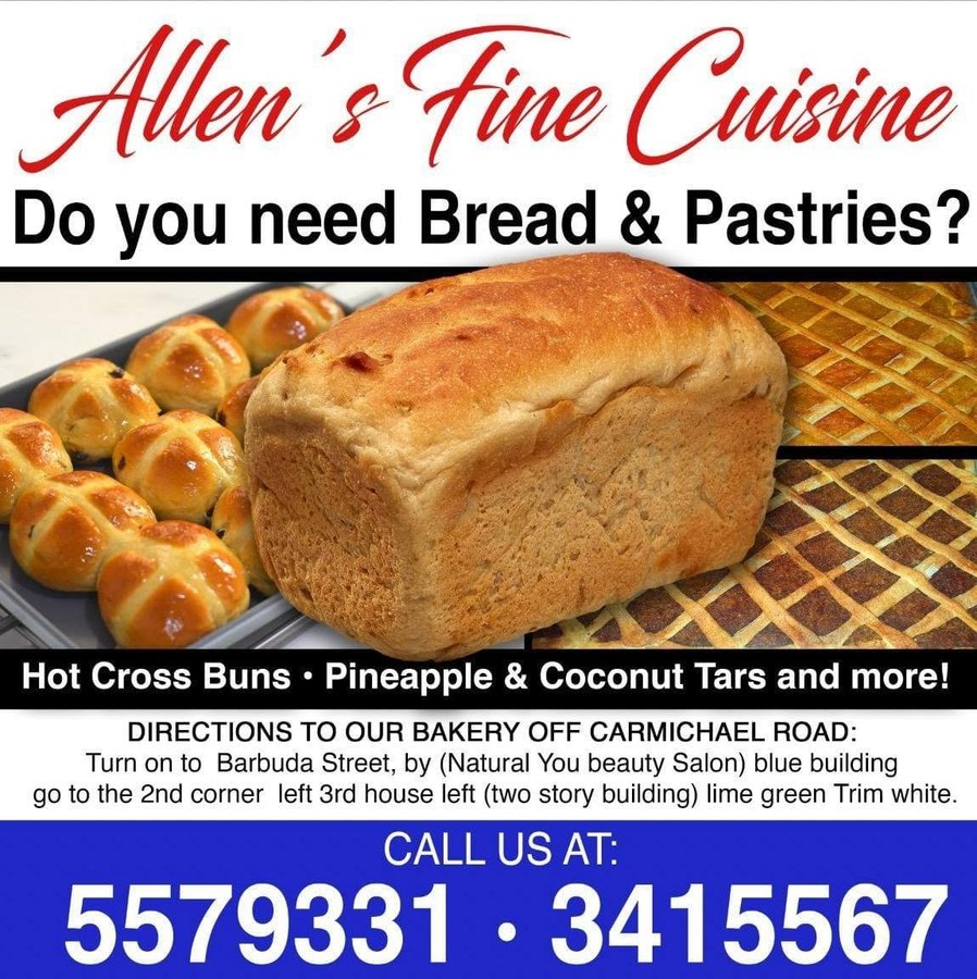 Allen's Fine Cuisine advertisement for fresh bread and pastries