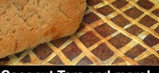 Lattice-topped coconut tart in a baking tray